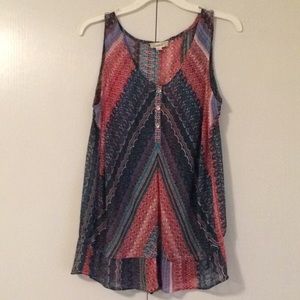 Sheer Peplum Pattern Tank Top